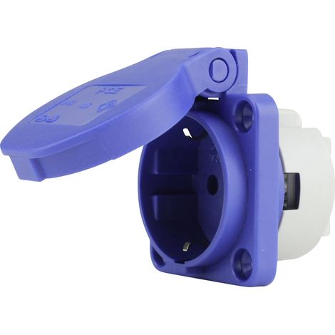 PCE Schutzkontakt-Einbausteckdose 3-polig 16A blau Adapterstecker (1/2)