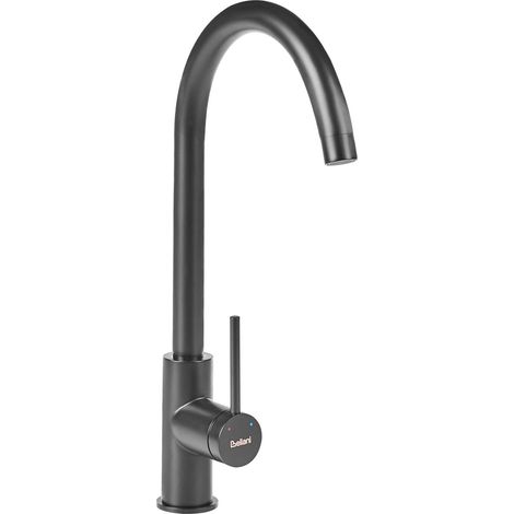 Kitchen Tap Black Stainless Steel Ceramic Cartridge Aerator Brushed Faucet with Swing Spout KONASHEN (1/4)