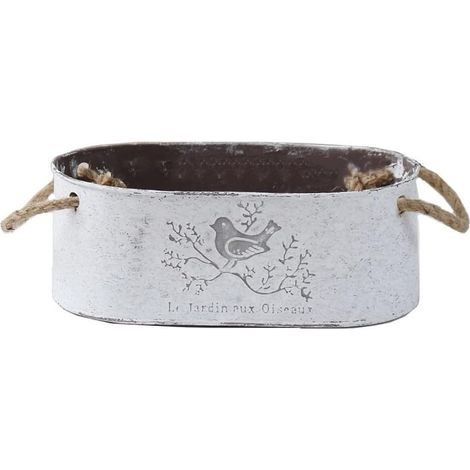 Seau de style vintage, pot de fleurs en fer antique, support de fleurs en métal pour plantes d'intérieur et d'extérieur et décoration d'intérieur (gris) (1/5)