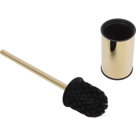 Kit porte-brosse WC en acier inoxydable, sur pied, pour salle de bain ou maison (modèle court). (1/5)
