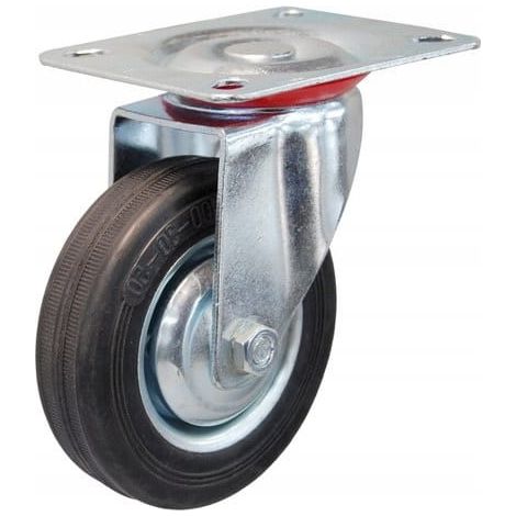 Ruota per carrello, girevole, in gomma, 3" 75mm su piastra