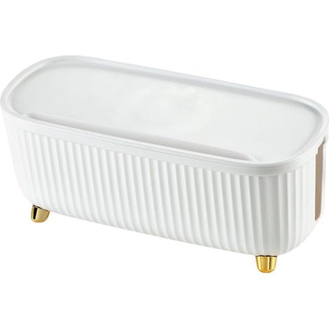 Organizador de cables blanco de gran capacidad, caja de almacenamiento de cables y regletas para oficina y sala de estar. (1/5)
