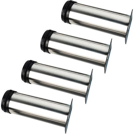 Höhenverstellbare Möbelbeine, 4er-Pack, 450 mm, Edelstahl, DIY-Couchtischbeine – Höhenverstellbar (Gesamt: 450–465 mm) – mit Schrauben (100 mm Durchmesser, 50 mm Durchmesser) – Silber