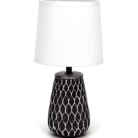 Lampe Déco Céramique Marron Vieilli - Douille E14 - Style Rustique - Ambiance Douce (1/3)
