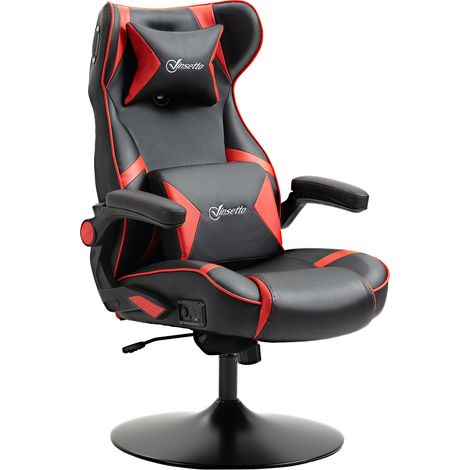 Fauteuil de jeu, haut parleurs intégrés, dossier inclinable, noir et rouge, 69 x 73 x 118 cm (1/5)