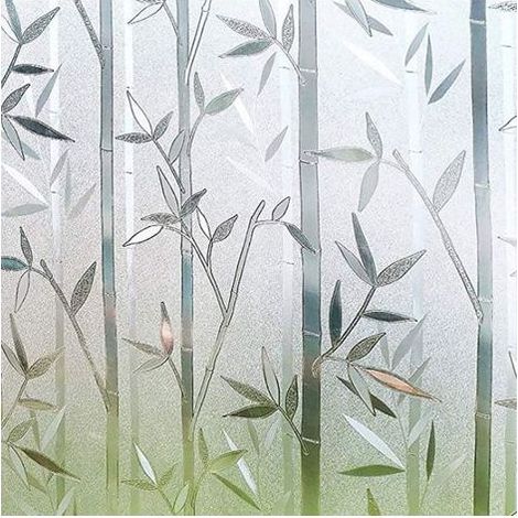 TAISHENGDA Dekorative statisch haftende Fensterfolie, selbstklebende Fensterfolie, Bambusmuster, 60 cm x 100 cm (1/5)