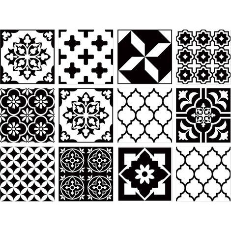 24 stickers muraux et carrelages de style mexicain, 15 cm x 15 cm, détachables et adaptés à la décoration murale de la cuisine et de la salle de bain. (1/5)