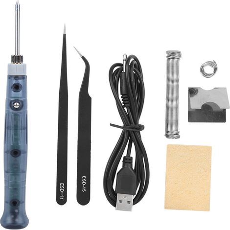 Écoute de soudure USB, pince de soudage mini portable 5V 8W, chauffage rapide, avec support, pince de courbure et pince de rotation droite. (1/5)
