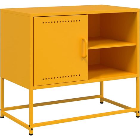 Mobile TV multimediale scaffale per televisione televisore buffet sala da pranzo soggiorno camera da letto giallo senape 68 x 39 x 60,5 cm acciaio giallo 020027671