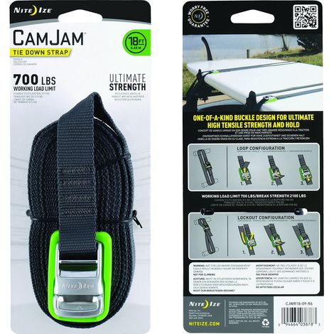 Nite Ize Cam Jam - Cinghia di fissaggio unisex, colore: verde/nero, 5,5 m (1/5)