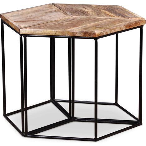 Mesa de centro de madera maciza de mango 56x48x40 cm vidaXL