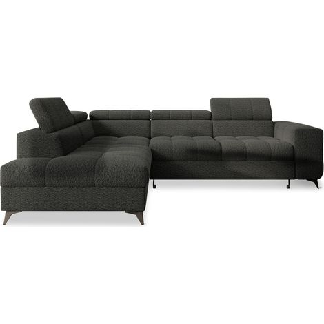 Canapé d'angle gauche convertible Gaspard Bouclette Gris Foncé (1/5)