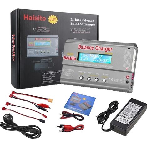 Chargeur de batterie, écran LCD, capacité de charge intelligente, Gris avec adaptateur, PRISE UE (1/2)