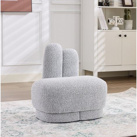 Pouf coniglio con orecchie, 54 x 41,5 x 54 cm, tessuto, grigio bianco anticato HAVRYA (1/5)