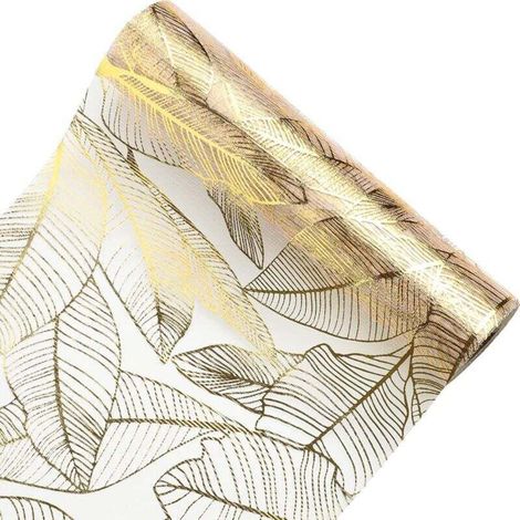 Chemin de Table Doré Filet 28cm×275cm Chemin de Table Polyester avec Feuille d'or Ruban de Table Or Décoration Rouleau Tulle Paques pour Anniversaire Mariage Noël DIY Fête Célébrations Décor (1/4)