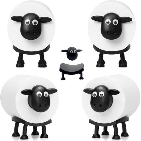 Lot de 4 porte-papier toilette avec mouton, porte-papier toilette amusant, parfait comme décoration pour papier toilette, porte-rouleau de rechange, ensemble de salle de bain, cadeau décoratif (1/5)