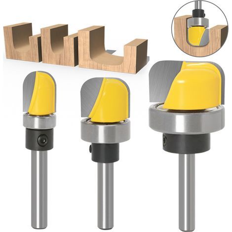 3 Pièces Fraise Bois Fond Rond, Fraise defonceuse 6mm, mèches carbide router bits outils de travail du bois pour le traitement du bois (1/4)
