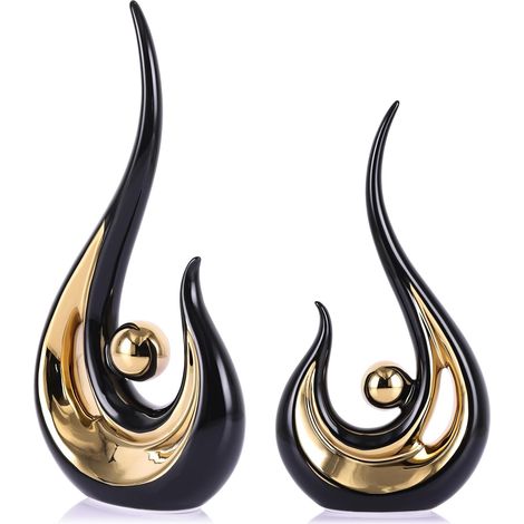 Accent Décor pour La Maison Noir Et Or, Centre De Table Moderne De Style du Milieu du Siècle, Collections d'art Bureau, Statues en Céramique pour Une Décoration Romantique, pour des Salon Et Entrée 24 (1/5)