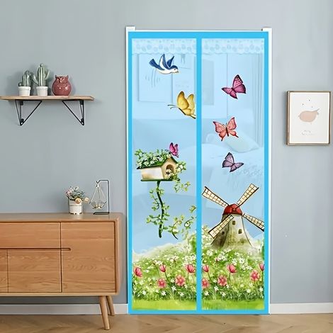 Rideau moustiquaire 90x210cm, Voilage de porte magnétique à fermeture automatique, Filet anti-insectes (1/4)