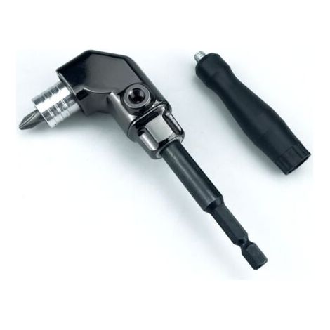 Tournevis universel argenté avec 1 embout, tournevis d'angle, tournevis électrique coudé à 90° (1/5)