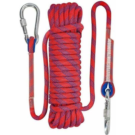 Corde d'escalade statique 10 mm Accessoires Équipement d'évacuation Équipement d'escalade sur glace Corde de sauvetage incendie Rouge 10 m (1/3)