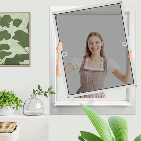 Fliegengitter Fenster mit Alurahmen 60x80 cm, Insektenschutz ohne Bohren, Klemmsystem (1/5)