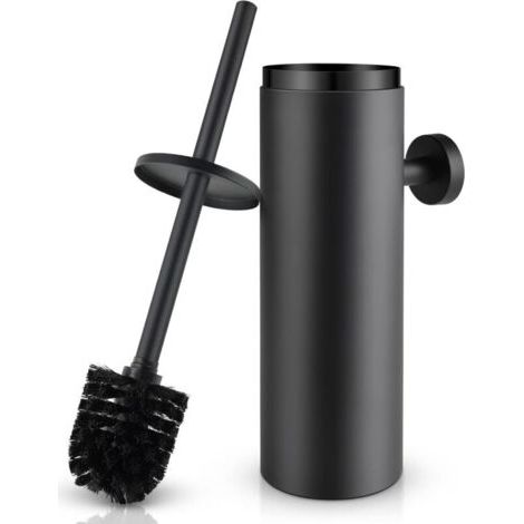 Brosse WC INOX,Toilette WC avec Couvercle Anti-éclaboussures Fermé,Tête de Brosse Remplaçable Mesures 8 x 8 x 39 cm(Noire) (1/4)