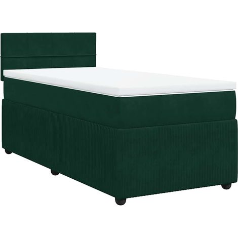 Maison Exclusive - Boxspringbett mit Matratze Dunkelgrün 80x200 c (1/5)