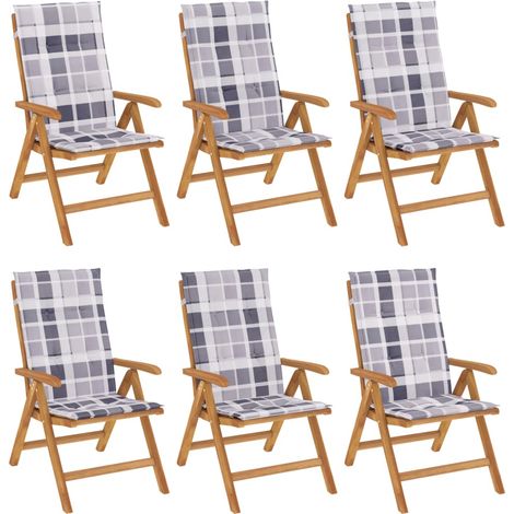 Maison Exclusive - Sillas de jardín reclinables y cojines 6 uds madera maciza teca (1/5)