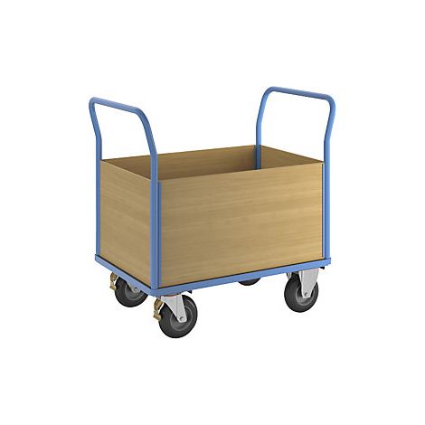 eurokraft pro  Carrello a pianale con sponde in legno  con 4