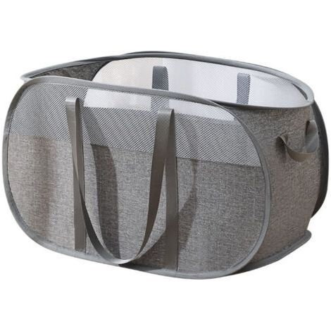 BUNTHAUS Gris Panier à Linge Pliable, Corbeilles à Linge Pop Up Laundry Baskets Sac à Linge,Paniere a linge sale avec Manipuler pour Salle de bain Chambre à coucher Buanderie Chambre d'enfant Voyage