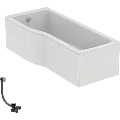 Baignoire bain douche 170 x 80 cm gauche IDEAL STANDARD Connect Air + tablier + vidage Chromé