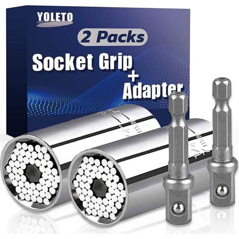 Clé à Douille Universelle - 2 Pièces Cadeau Pour Papa/Homme, coffret douille de gadget de clé à cliquet de réparation multifonction 7-19mm avec adaptateur de (1/5)