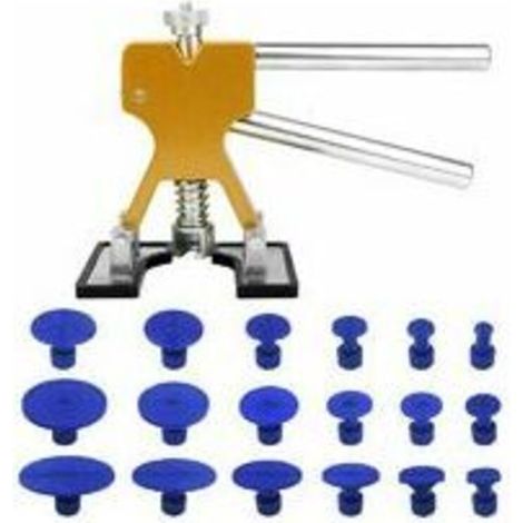 Kit de réparation de bosses sans peinture (1 paquet) avec 18 ventouses bleues pour voiture, réfrigérateur, moto et machine à laver. (1/5)
