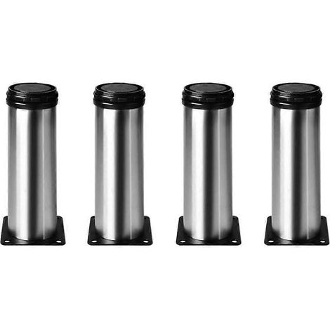 Quatre pieds de meuble réglables en hauteur, pieds de comptoir de cuisine en acier inoxydable 120-135 mm, adaptés aux bureaux, comptoirs de bar, armoires, etc. (1/5)