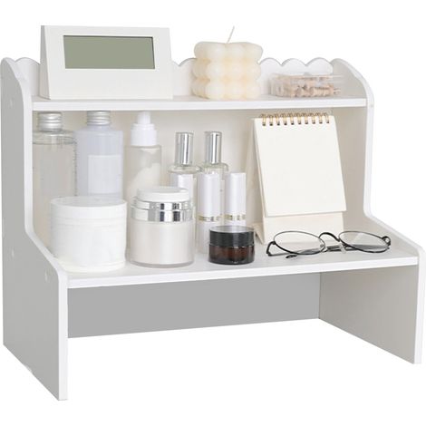 Bureau en bois étagère de rangement multi-niveaux, mini bibliothèque organiseur cosmétiques (1/5)