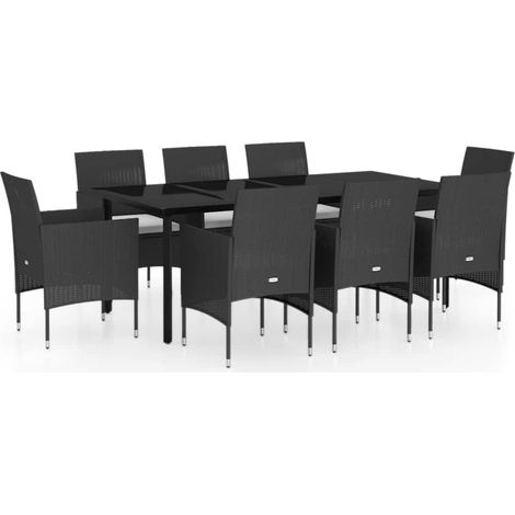 Maison Exclusive - Set da Pranzo da Giardino 9 pz con Cuscini Nero (1/5)