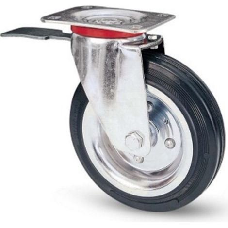 RUOTA AVO 80 180 x 50 mm CON RIVESTIMENTO IN GOMMA PIENA E SUPPORTO GIREVOLE