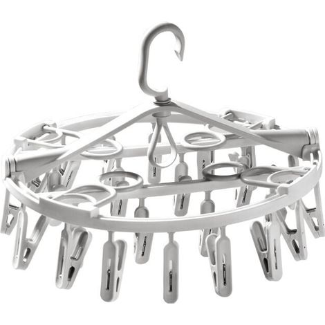 Stendibiancheria pieghevole per calzini con 24 clip, stendibiancheria, porta calzini per stendibiancheria, porta biancheria intima (1/4)
