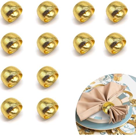 Rond de Serviette Doré, 12 Pièces Or Anneau Serviette de Table, 4,6 x 2,8 cm Rond Rond de Serviette Personnalisé, Ronds Serviette Texturés Givré, pour Fêtes Mariage, Dîners (1/5)