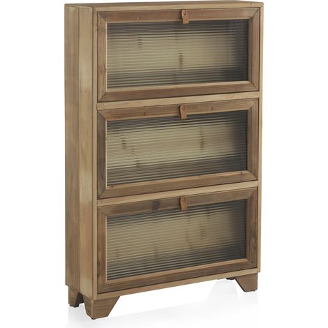 Vitrine mit Glastüren und -seiten, schwarzem Metallrahmen (1/5)