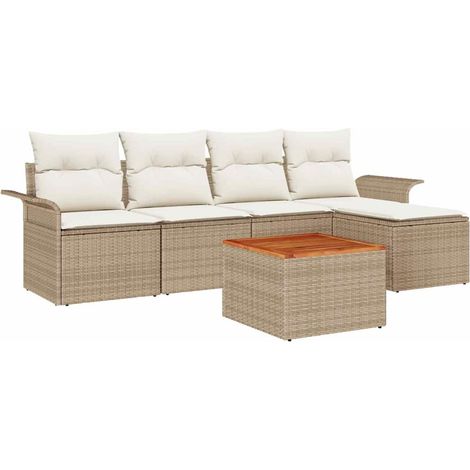 Maison Exclusive - Set Divano da Giardino con cuscino 6 pcs Beige polyrattan (1/5)