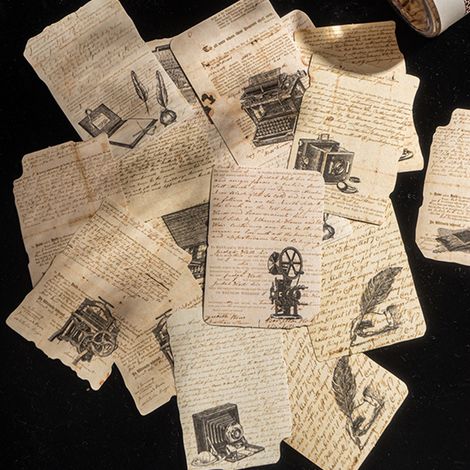 Papier vintage stickers décoratifs - 30 autocollants papier vintage décoratifs retro scrapbooking et journal (1/5)