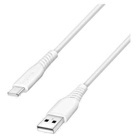 LogiLink Cable de conexión USB 2.0 tipo C a micro USB (macho/macho), carga rápida, transferencia de datos 480 Mbit/s, 12 W, color blanco, longitud: 1 m
