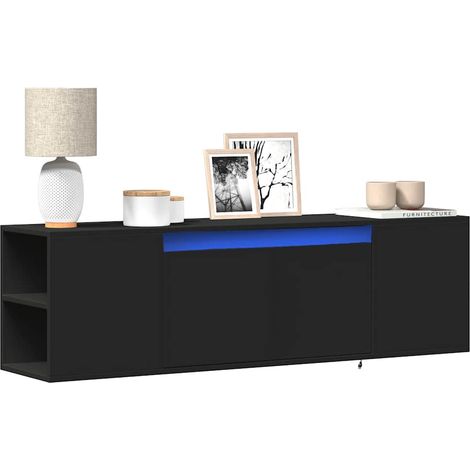 TV-Wandschrank mit LED-Beleuchtung Schwarz 135x31x39,5 cm