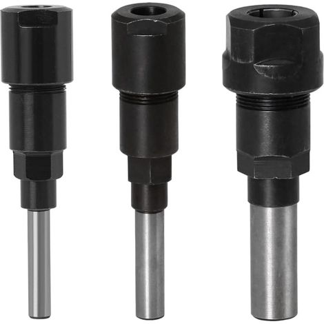 Lot de 3 rallonges de mandrin de défonceuse pour embouts de 1/4", "1/2", "8 mm alliage d'acier compatible avec les machines de fraisage et de gravure (1/5)