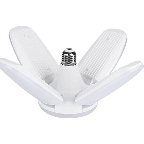 Lampe Garage E27 60W, Blanc Froid 6500K 6800Lm Lampe Atelier Déformable avec 4 Panneaux Ajustables, Éclairage Plafond LED, pour Garages, Entrepôts, Gymnases (1/5)