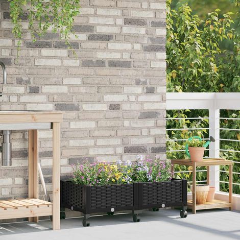 Teenpull – Gartenpflanzer mit Rädern Schwarz 80 x 40 x 29 cm PP (1/5)