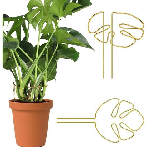 Set di 2 supporti per piante Monstera, supporti per piante rampicanti, supporti versatili per il tronco, piedistalli per piante con un design unico a forma di foglia per piante da interno (1/5)