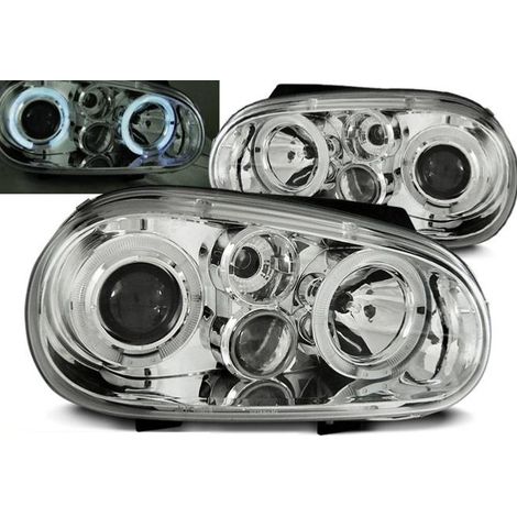 Paire de feux phares VW Golf 4 97-03 angel eyes chrome-27361920